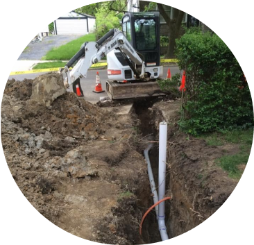 Professionals from Antrim Plumbing replacing a busted sewer system,Sewer Replacement Services in The Delaware County, PA