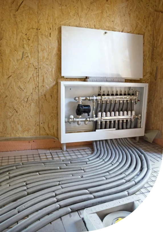 A floor heating system installed by Antrim Plumbing, RADIANT FLOOR AND WALL HEATING SYSTEM INSTALLATION AND REPAIR SERVICES